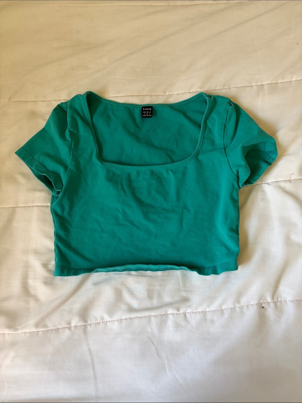 SHEIN Teal Scoop Neck Crop Top